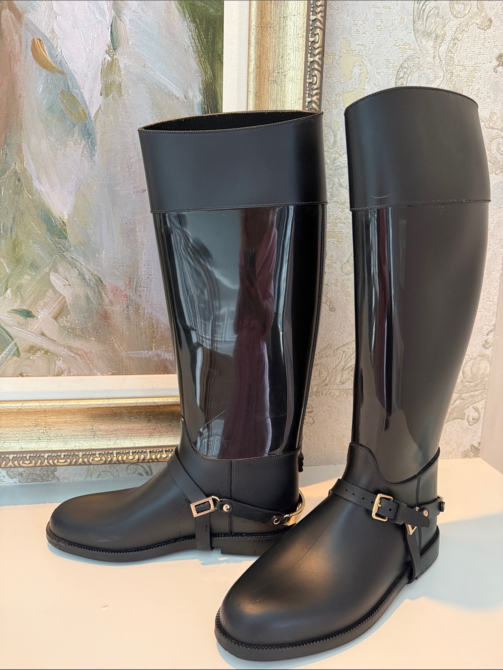 Jimmy Choo Rain Boots with Gold Hardware - Picture 3 of 6
